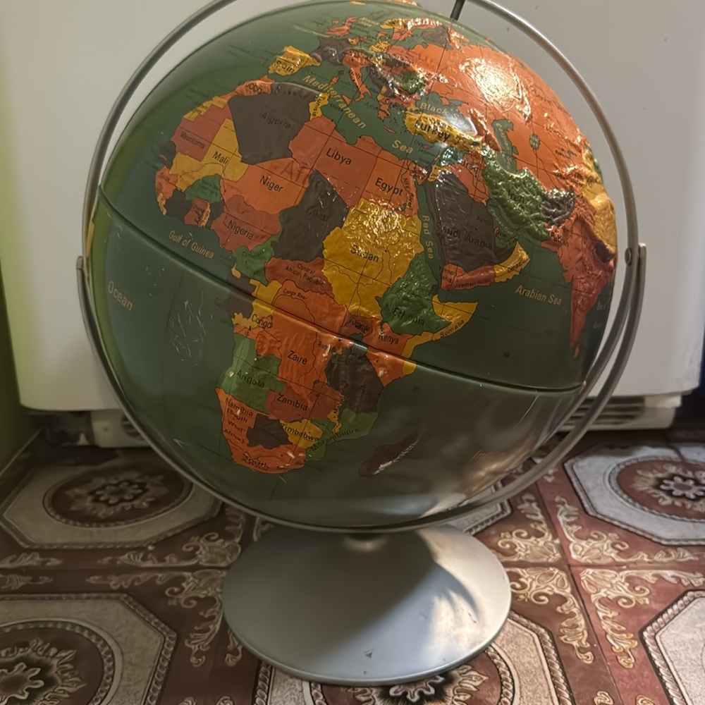 Nystrom Land Cover Globe on Rolling Axis 16" High 60s‎ Vintage